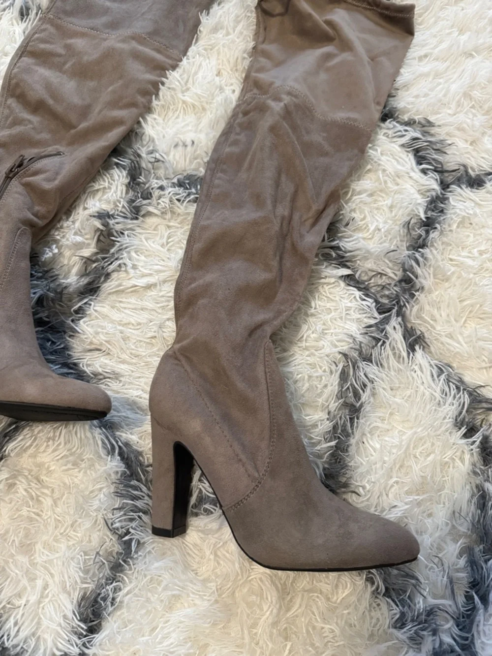 Unisa Taupe Over-the-Knee Suede Heeled Boots